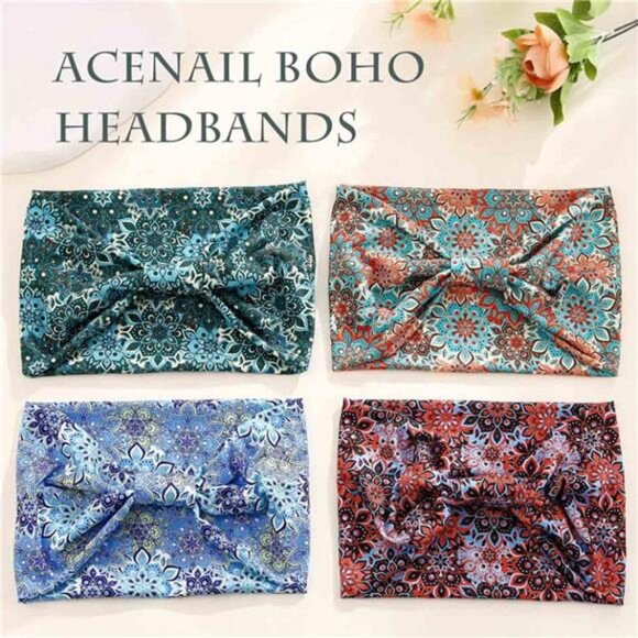 Women's Wide Headbands Women Boho Turban Knotted Headband Floral Elastic Non - Picture 2 of 7
